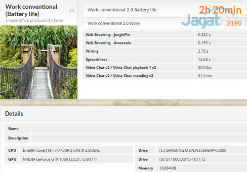 Review Notebook Gaming: ASUS ROG STRIX GL503VM Hero Edition 2 ASUS GL503VM HERO EDITION PCMark 8 Work Battery