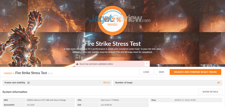 Acer Predator Triton 700 3DMark Fire Strike Stress Test