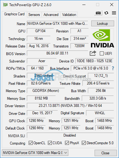 Review Notebook Gaming: Acer Predator Triton 700 5 Acer Predator Triton 700 GPUZ 01 Normal v2