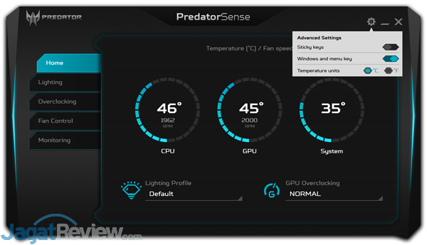 Review Notebook Gaming: Acer Predator Triton 700 4 Acer Predator Triton 700 PredatorSense 04