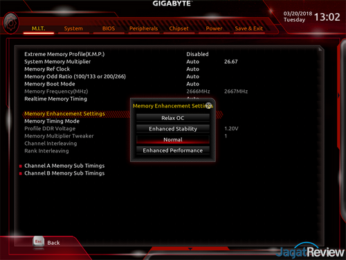 Hands-On Motherboard Gigabyte B360M AORUS Gaming 3 3 Advance Memory Setting