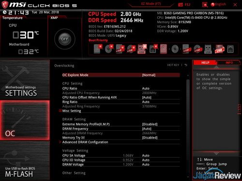 Bios Tab OC Settingss