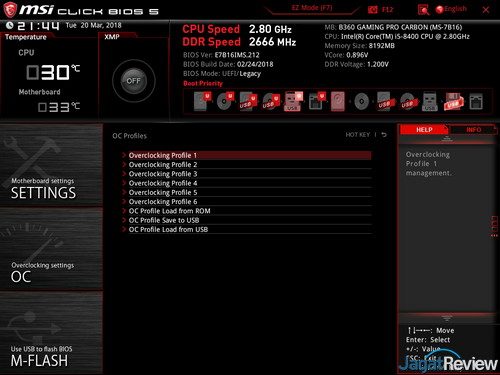 Bios Tab Overclocking Profiles