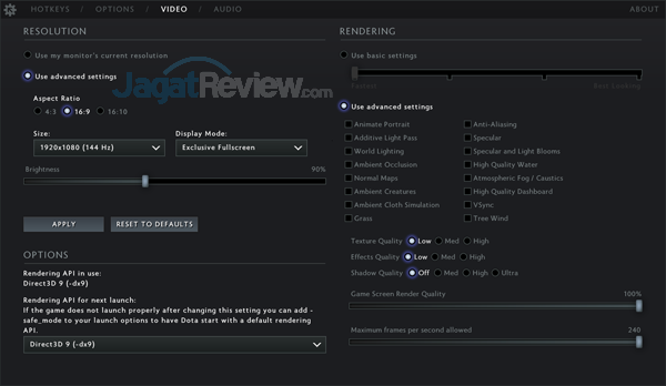 DOTA 2 Setting Fastest