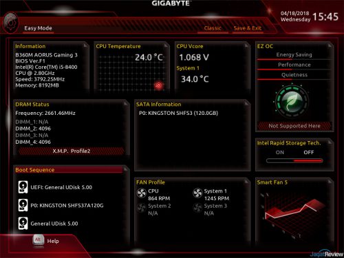 Hands-On Motherboard Gigabyte B360M AORUS Gaming 3 1 Easy modes