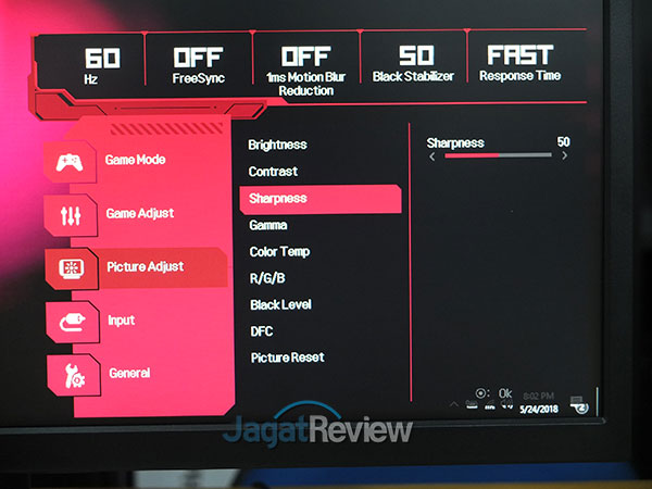 Hands-On Review: Monitor LG 27GK750F-B 19 Picture Adjust Sharpness