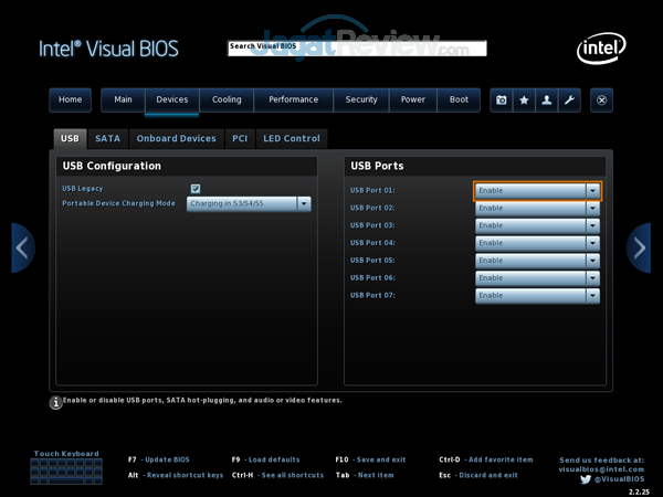 Review Intel NUC8i7HVK  Intel NUC8i7HVK 04 BIOS Devices USB