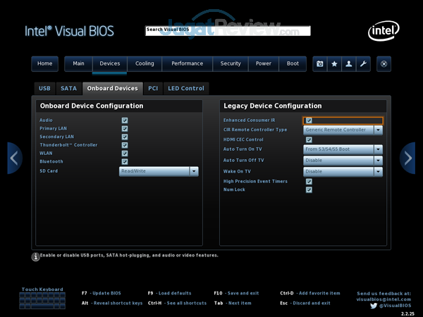 Review Intel NUC8i7HVK  Intel NUC8i7HVK 06 BIOS Devices Onboard Devices