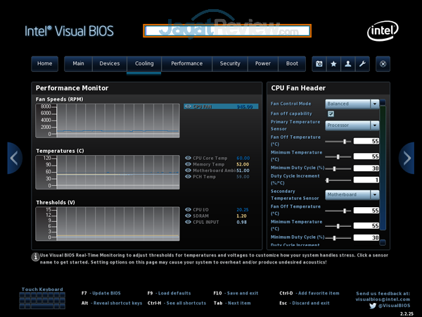 Review Intel NUC8i7HVK  Intel NUC8i7HVK 10 BIOS Cooling Balanced