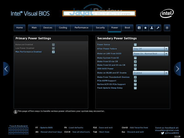 Review Intel NUC8i7HVK  Intel NUC8i7HVK 22 BIOS Power