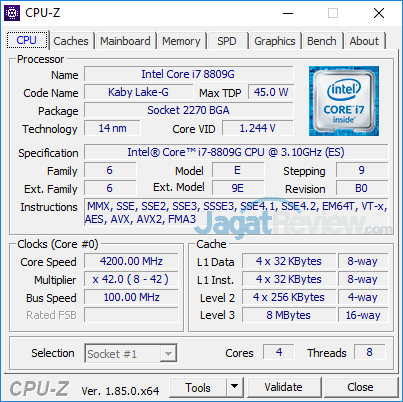 Review Intel NUC8i7HVK "Hades Canyon": PC Gaming Mini Bertenaga Besar 2 Intel NUC8i7HVK CPUZ 01