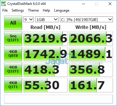 Review Intel NUC8i7HVK  Intel NUC8i7HVK Crystal Disk Mark 6