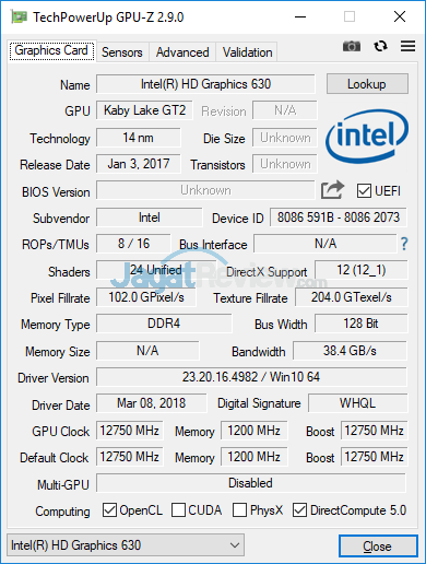 Review Intel NUC8i7HVK "Hades Canyon": PC Gaming Mini Bertenaga Besar 10 Intel NUC8i7HVK GPUZ 02