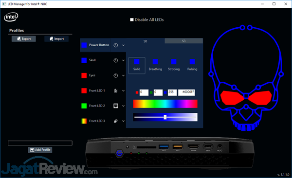 Review Intel NUC8i7HVK  Intel NUC8i7HVK LED Manager 01