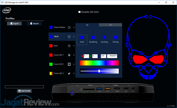 Review Intel NUC8i7HVK  Intel NUC8i7HVK LED Manager 02