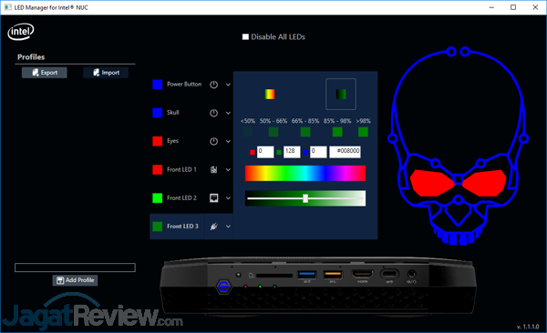 Review Intel NUC8i7HVK  Intel NUC8i7HVK LED Manager 07