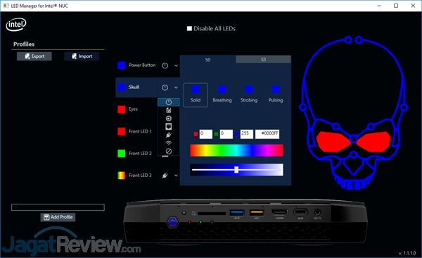 Review Intel NUC8i7HVK  Intel NUC8i7HVK LED Manager 09
