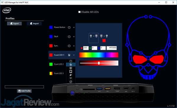 Review Intel NUC8i7HVK  Intel NUC8i7HVK LED Manager 11