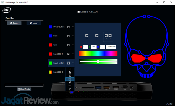 Review Intel NUC8i7HVK  Intel NUC8i7HVK LED Manager 12