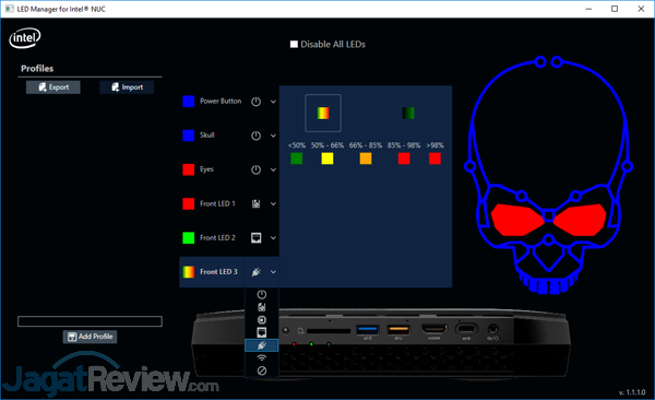 Review Intel NUC8i7HVK  Intel NUC8i7HVK LED Manager 13
