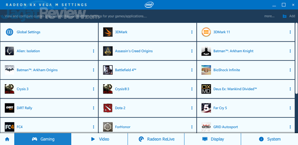 Review Intel NUC8i7HVK  Intel NUC8i7HVK Radeon Settings 02