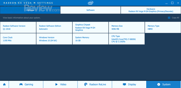 Review Intel NUC8i7HVK  Intel NUC8i7HVK Radeon Settings 13