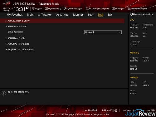 Hands-On Motherboard ASUS ROG STRIX X470-F Gaming 12 Tools Tabs