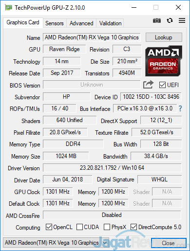 Review Notebook AMD Ryzen: HP Envy x360 13-ag0023au 5 HP Envy x360 13 ag0023au GPUZ