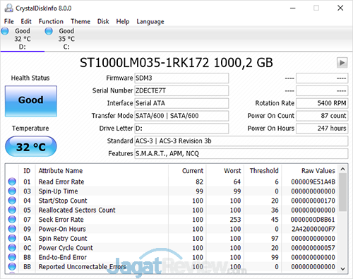 Dell G7 15 7588 Crystal Disk Info HDD