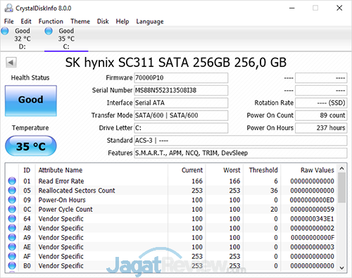 Dell G7 15 7588 Crystal Disk Info SSD