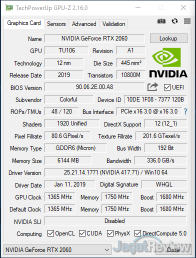 Review Graphics Card Colorful iGame GeForce RTX 2060 Vulcan X OC 7 Colorful iGame GeForce RTX 2060 Vulcan X OC 07