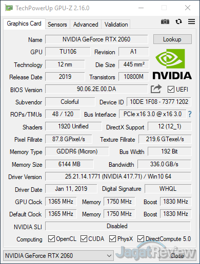 Review Graphics Card Colorful iGame GeForce RTX 2060 Vulcan X OC 8 Colorful iGame GeForce RTX 2060 Vulcan X OC 08