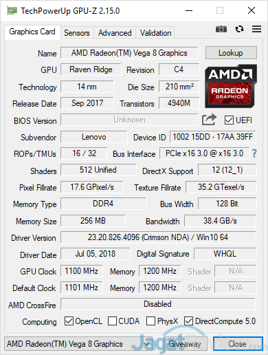Review Laptop AMD Ryzen: Lenovo Yoga 530-14ARR 6 Lenovo Yoga 530 14ARR GPUZ