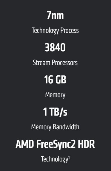 RadeonVII Specs