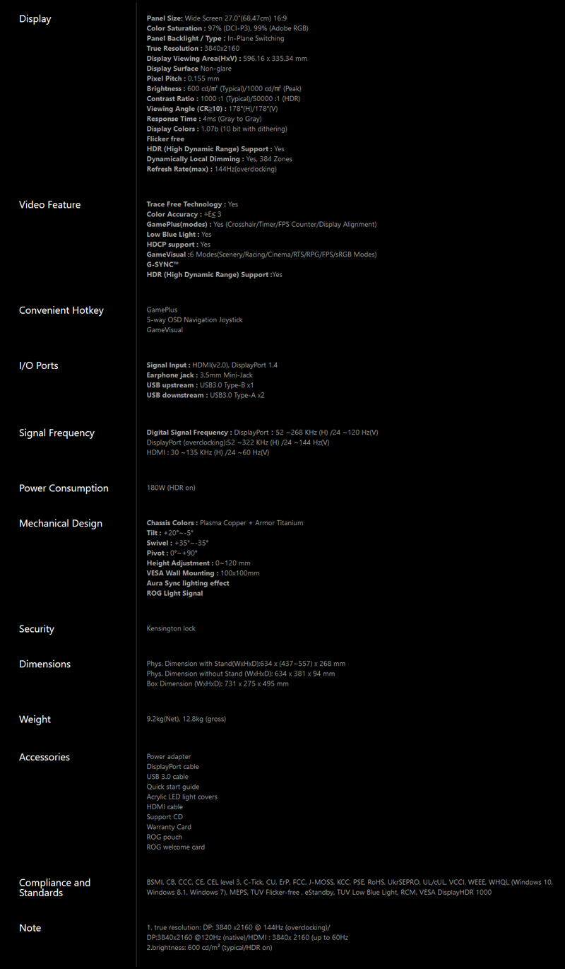 Hands-On Review Monitor: ASUS ROG SWIFT PG27UQ 2 Specs