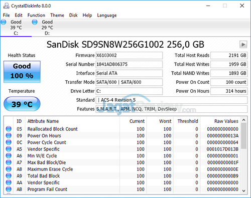 Review Laptop ASUS VivoBook Pro F570Z: Kombi Unik AMD & NVIDIA 31 ASUS VivoBook Pro F570Z Crystal Disk Info SSD