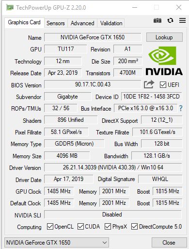 Review: Gigabyte GeForce GTX 1650 Gaming OC 4G (vs Gigabyte GeForce GTX 1660 OC 6G ) 15 GBT GTX1650 Summary1