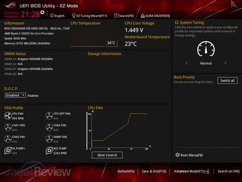 Hands-On Motherboard ASUS Crosshair VIII Hero (Wi-Fi) 1 ASUS ROG Crosshair VIII Hero WiFi BIOS 01