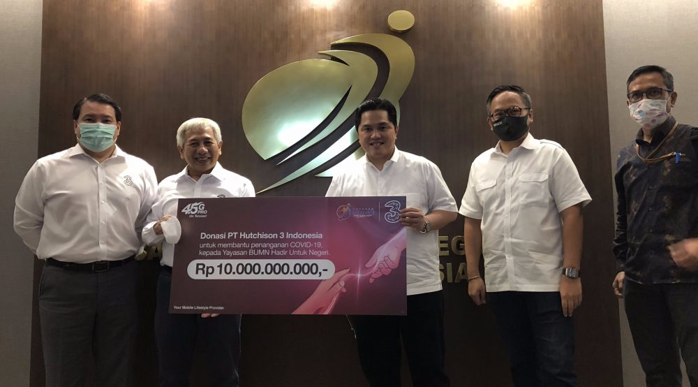 Direct Release: 3 Indonesia Donasikan Rp10 Miliar, Bergabung Dengan Yayasan BUMN Untuk Indonesia Dalam Menopang Upaya Mitigasi COVID-19 1 Foto 1 e1588150031428