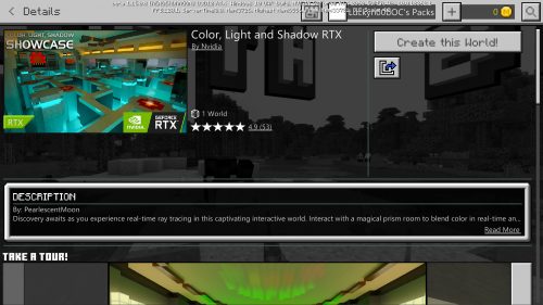 MinecraftRTX TEST Map Color Light And Shadow