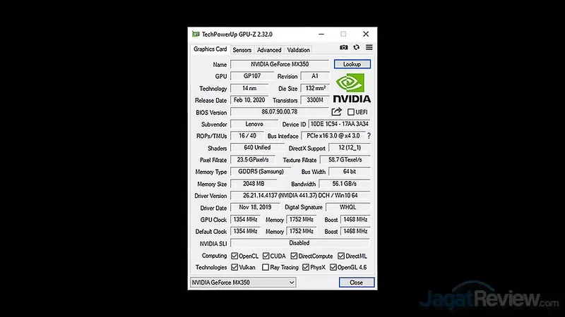 Review Lenovo Yoga Slim 7 dengan GeForce MX350: Laptop Tipis Terbaik di 2020? 4 GPUZ NVIDIA 1