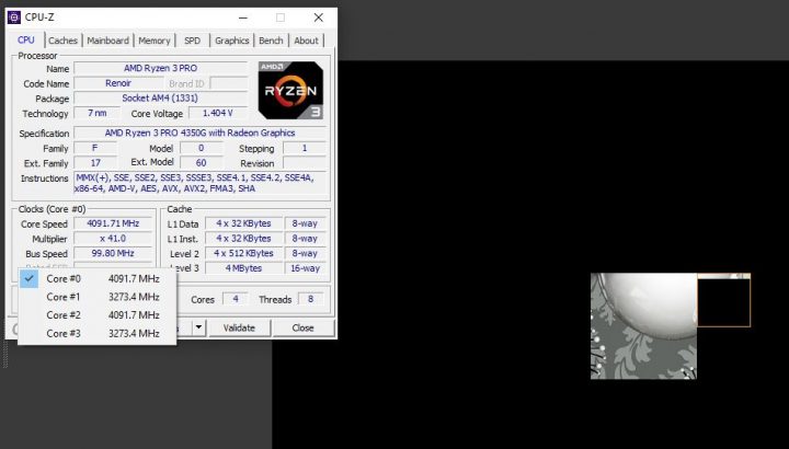 Hands-on (p)review AMD RYZEN 3 PRO 4350G : Renoir APU Desktop 14 4350G 3 CPU SINGLE