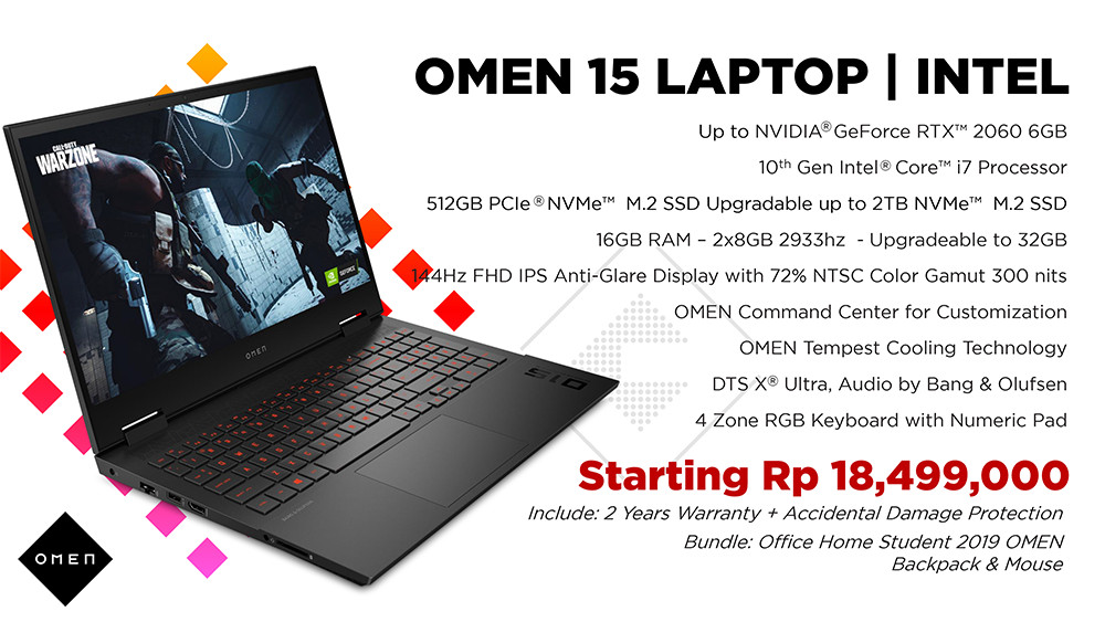 Rilis di Indonesia, Laptop Gaming HP Terbaru Hadirkan Varian AMD Ryzen 4000 & Intel Core 10th Gen 3 OMEN 15 INTEL Details