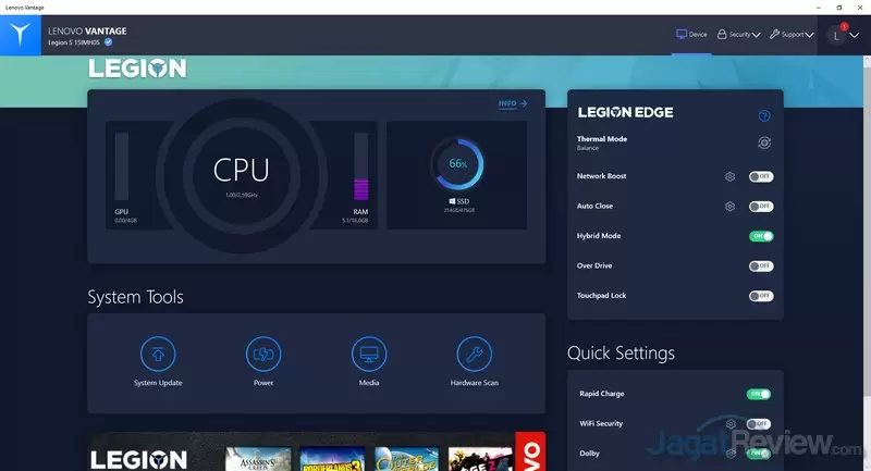 Review Lenovo Legion 5i: Kencang, Dingin, dan Layar Pantone Calibrated 6 lenovo vantage