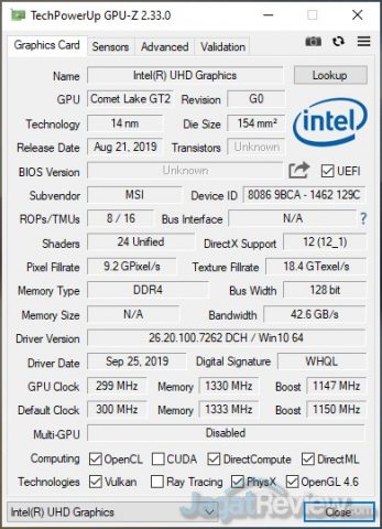 Review MSI Prestige 15: Laptop Video Editor yang Ringan dan Tipis 4 GPUZ INTEL