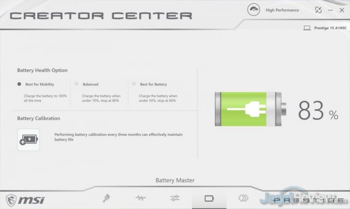 Review MSI Prestige 15: Laptop Video Editor yang Ringan dan Tipis 21 MSI Creator Center Battery Master