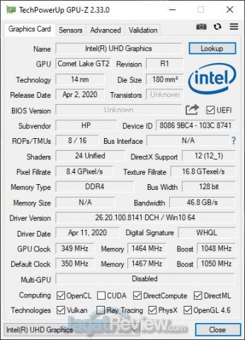 Review HP Pavilion Gaming 15-dk1064TX: Laptop dengan Core i5 dan RTX 2060 Termurah 5 GPUZ INTEL