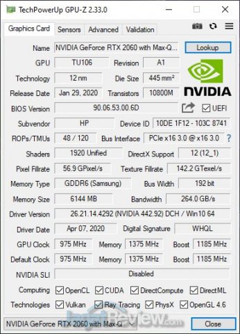 Review HP Pavilion Gaming 15-dk1064TX: Laptop dengan Core i5 dan RTX 2060 Termurah 4 GPUZ NVIDIA