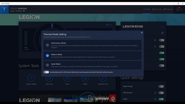 Lenovo Vantage Thermal Mode Setting