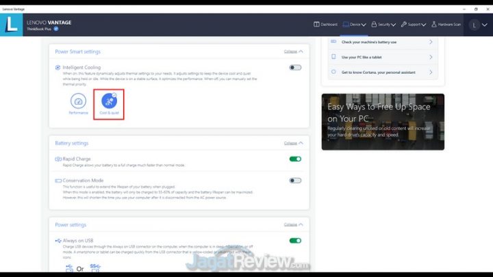 Power Smart Setting Cool Quiet